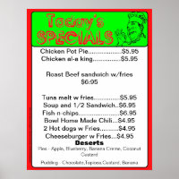 Das heutige Sonderposter - Speisen im Restaurant