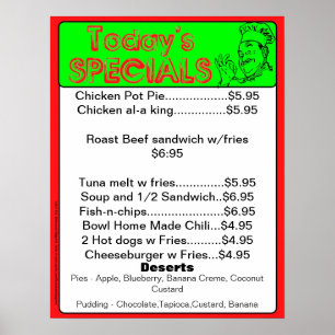 Das heutige Sonderposter - Speisen im Restaurant Poster