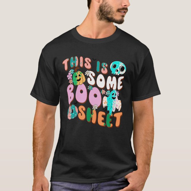 Das hier ist ein Boo-Blatt Cool Ghost Funny Hallow T-Shirt (Vorderseite)