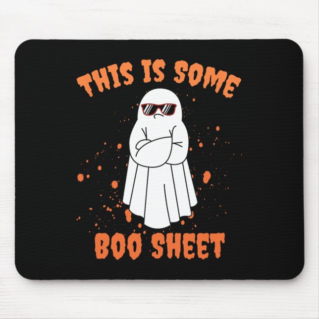 Das hier ist ein Boo Sheet Ghost Funny Halloween Mousepad (Vorne)