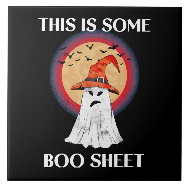 Das hier ist ein Boo Sheet Halloween Ghost Funny Fliese (Vorderseite)