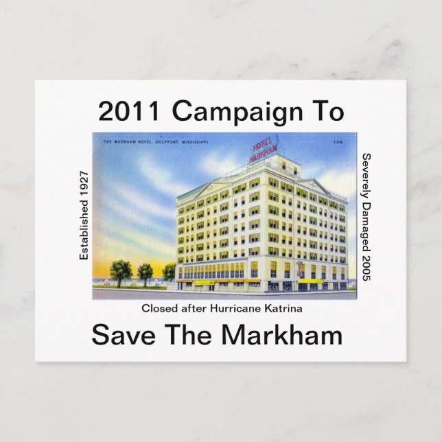 Das historische Hotel Markham rette Postkarte (Vorderseite)