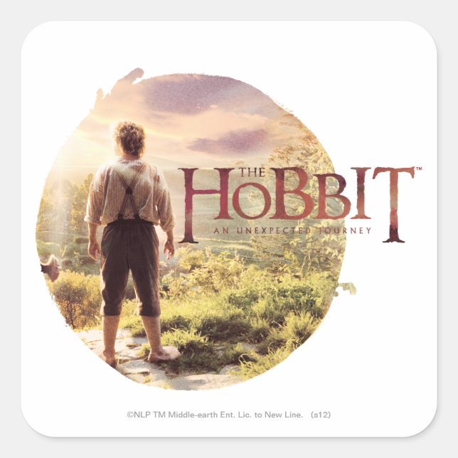 Das Hobbit-Logo mit BILBO BAGGINS™ Back Quadratischer Aufkleber (Vorderseite)