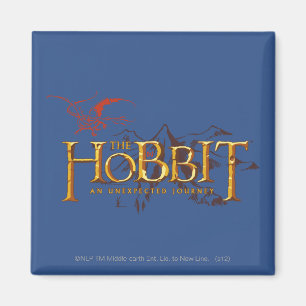 Das Hobbit-Logo über Berge Magnet
