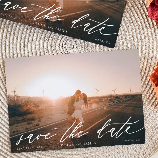 Das Hochzeitssemble Foto Moderne Schwarz und Weiß Save The Date (Von Creator hochgeladen)