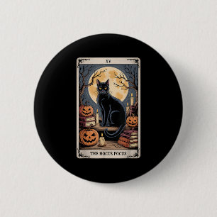 Das Hocus Pocus Tarot Halloween Cat Pumpkin Mystic Button