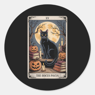 Das Hocus Pocus Tarot Halloween Cat Pumpkin Mystic Runder Aufkleber