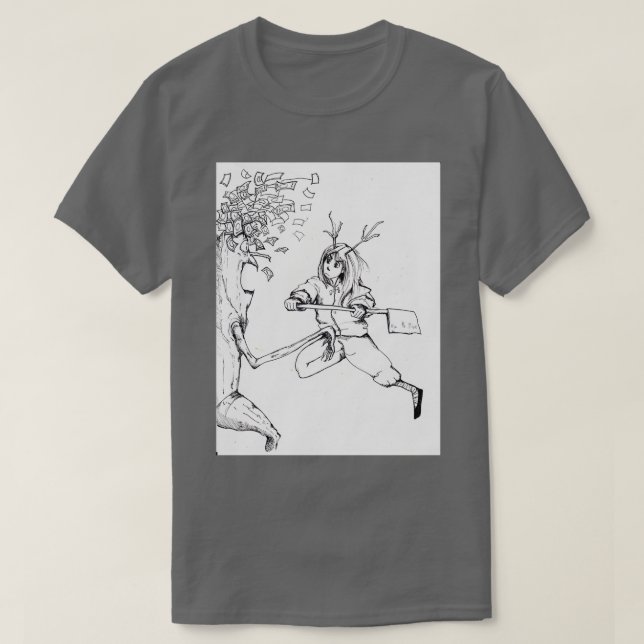 Das hölzerne Antlermädchen, das den Geldbaum angre T-Shirt (Design vorne)