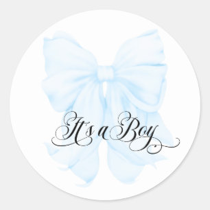 Das Hotel ist ein Boy Blue Bow Modern Elegant Baby Runder Aufkleber