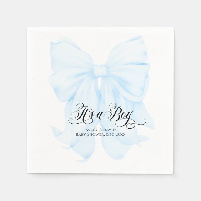 Das Hotel ist ein Boy Blue Bow Modern Elegant Baby Serviette (Vorderseite)