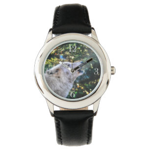 Das Howling arktischer Wolf Natur- und Wildtierdes Armbanduhr