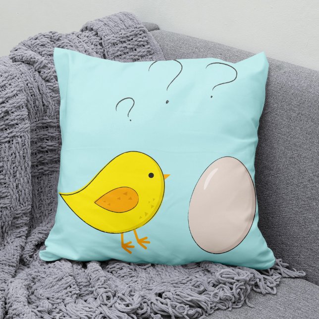 Das Huhn oder das Ei niedlich Osterfest Cartoon Kissen (Von Creator hochgeladen)