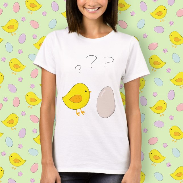 Das Huhn oder das Ei Niedlichen Cartoon Ostern T-Shirt (Von Creator hochgeladen)