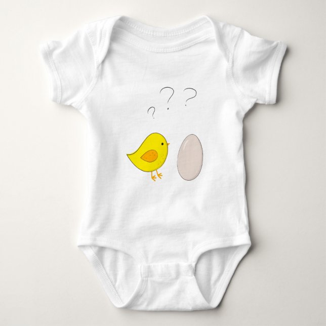 Das Huhn oder das Ei niedlicher Cartoon für Ostern Baby Strampler (Vorderseite)
