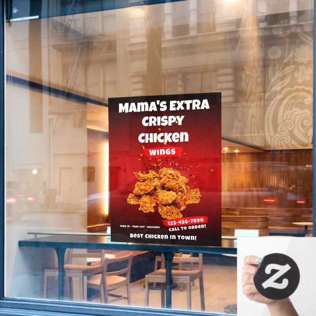 Das Huhn Wing Restaurant Große Front individuell g Fensteraufkleber (Café-Fenster)