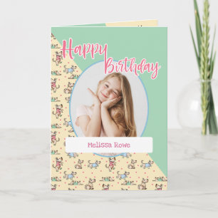 Das Hund-Leben-Gelb-Grün-Geburtstags-Foto Karte