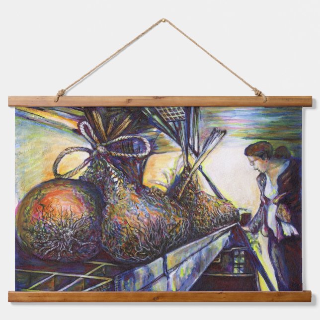 Das Hurling-Schicksal des Lebens Wandteppich Mit Holzrahmen (Vorne)