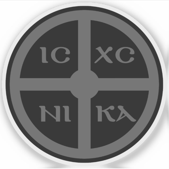 Das ICXC NIKA Kreuz - Jesus Christus Symbol (grau) Aufkleber (Vorderseite)