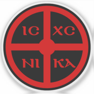 Das ICXC NIKA Kreuz - Jesus Christus Symbol (rot) Aufkleber