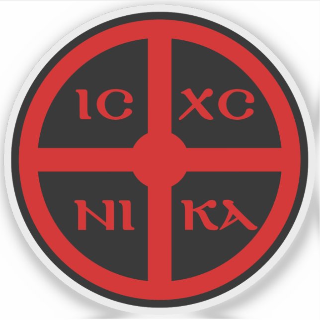 Das ICXC NIKA Kreuz - Jesus Christus Symbol (rot) Aufkleber (Vorderseite)
