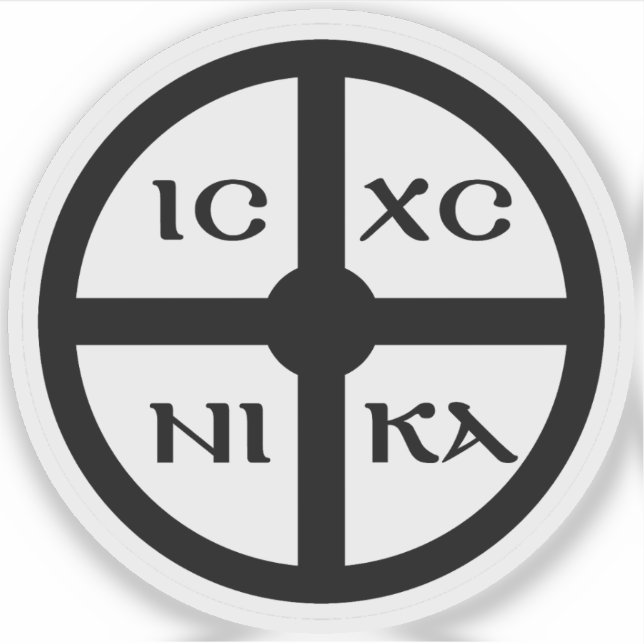 Das ICXC NIKA Kreuz - Jesus Christus Symbol (schwa Aufkleber (Vorderseite)