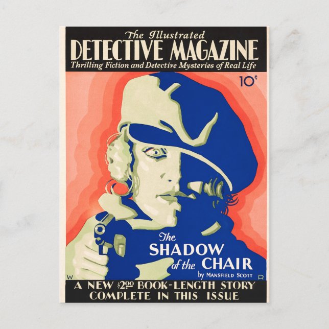 Das Illustrierte Detektivmagazin 1930 Crime Noir Postkarte (Vorderseite)
