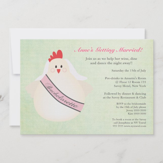 Das illustrierte Henne Bachelorette NachtParty Einladung (Vorderseite)