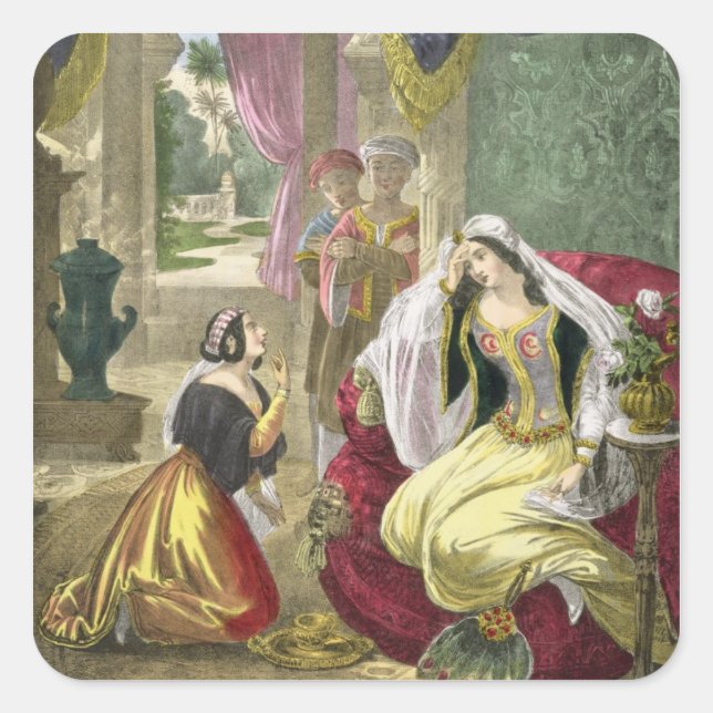 Das in Gefangenschaft gehaltene Hebräische Mädchen Quadratischer Aufkleber (Vorderseite)