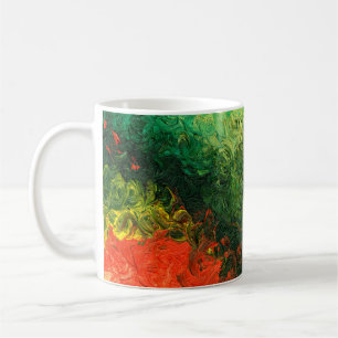 das in Öl gemalte Bild. Hintergrund Ölmalerei Kaffeetasse