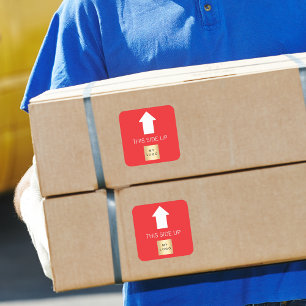 Das in roter, weißer Farbe gehaltene Logo Quadratischer Aufkleber