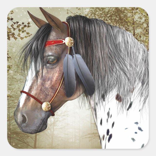 Das indische Pony Quadratischer Aufkleber (Vorderseite)