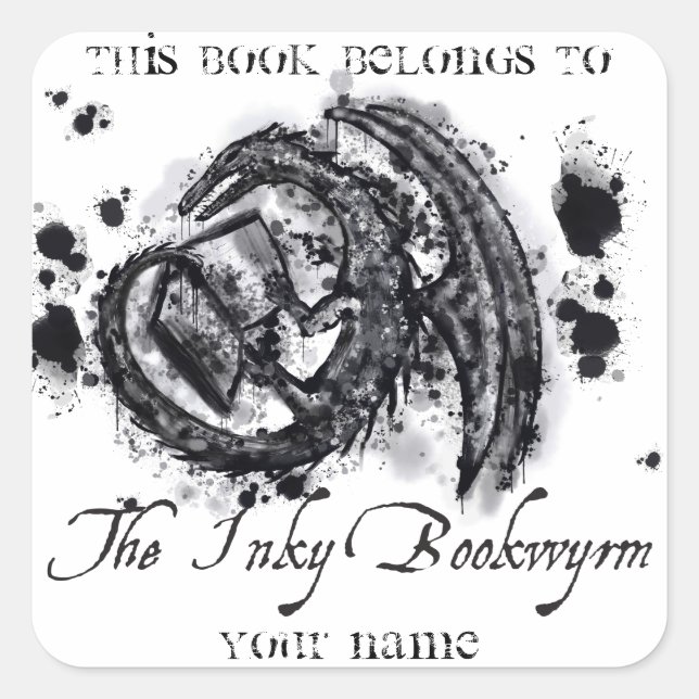 Das inky Bookwyrm-Buchzeichen Quadratischer Aufkleber (Vorderseite)