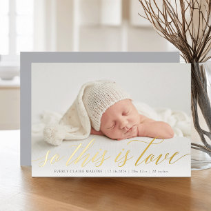 Das ist also die Geburtsankündigung von Liebe Foto Folieneinladung