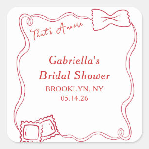 Das ist Amore Handgezeichnete Pasta Italien Jungge Quadratischer Aufkleber