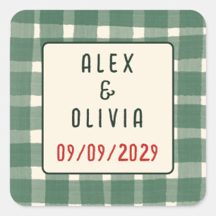 Das ist Amore Italienisch Kariert CUSTOM Hochzeit  Quadratischer Aufkleber