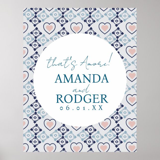 Das ist Amore Italienische Fliesen und Herzen Poster (Vorne)