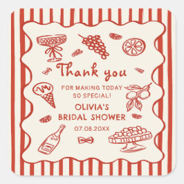 Das ist Amore Italienische handgezeichnete Bridal  Quadratischer Aufkleber
