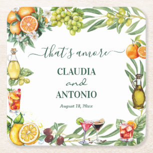 Das ist Amore Italienische Zitrus-Hochzeit Rechteckiger Pappuntersetzer