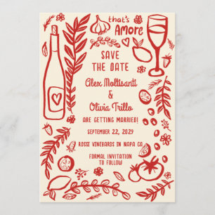 Das ist Amore Italienisches Essen SAVE THE DATE Be Einladung