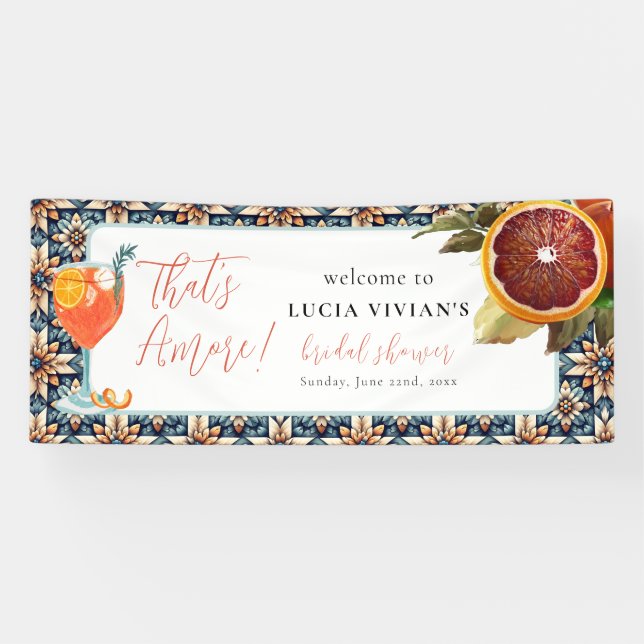 Das ist Amore Juicy Orange Spritz Bridal Willkomme Banner (Horizontal)