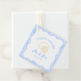 Das ist Amore Lemon Blue Tiles Personalisiert Wedd Geschenkanhänger
