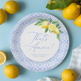 Das ist Amore Lemon Italian Blue Tile Brautparty Pappteller