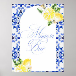 Das ist Amore Lemon Italian Blue Tile Brautparty Poster