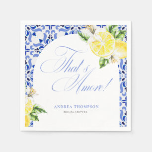 Das ist Amore Lemon Italian Blue Tile Brautparty Serviette