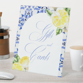 Das ist Amore Lemon Italian Blue Tile Brautparty Sockelschild