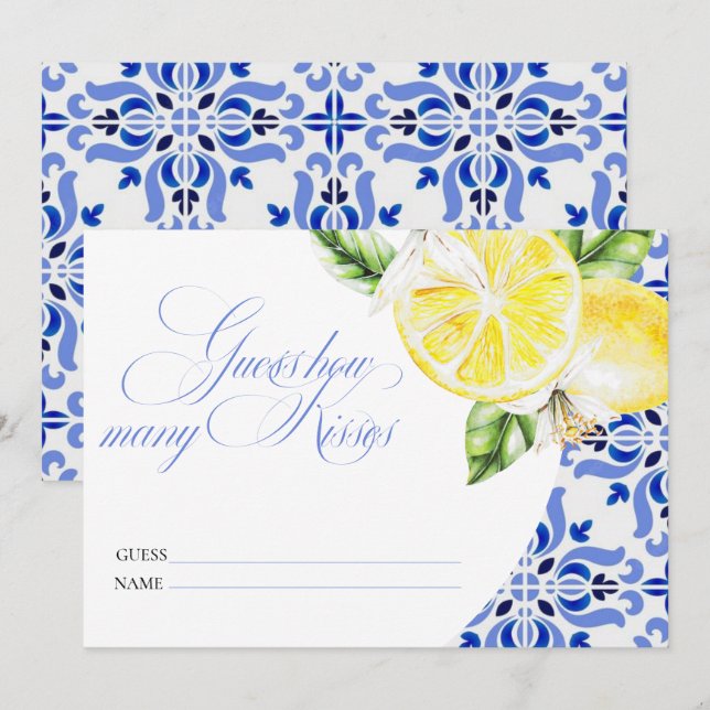 Das ist Amore Lemon Italian Blue Tile wie viele Ku Einladung (Vorne/Hinten)