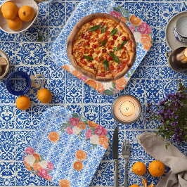 Das ist amore mediterrane blaue Fliesen-Brautparty Pappteller