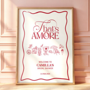 Das ist Amore Rot handgezeichnetes Brautparty-Post Poster