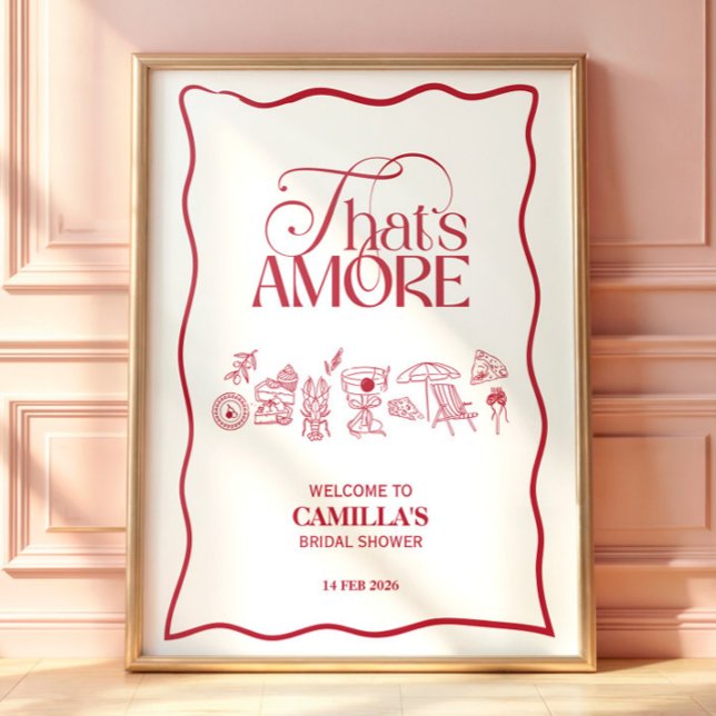 Das ist Amore Rot handgezeichnetes Brautparty-Post Poster (Von Creator hochgeladen)