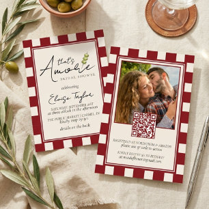 Das ist Amore Rot karierte Bridal Shower  Einladung